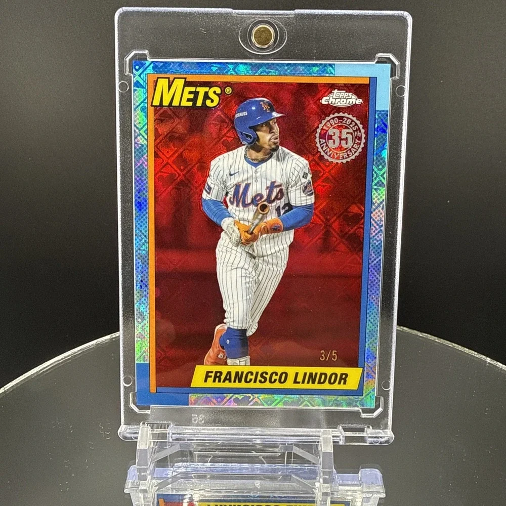 Francisco Lindor  2025 Topps Chrome 1990 35th  Refractor New York Mets 3/5